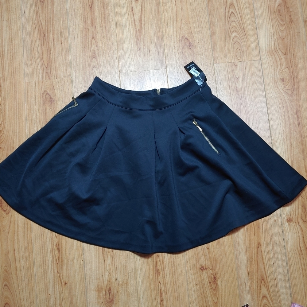 INC Black Skirt Tropical Bloom Deep Black Skirt Size 10